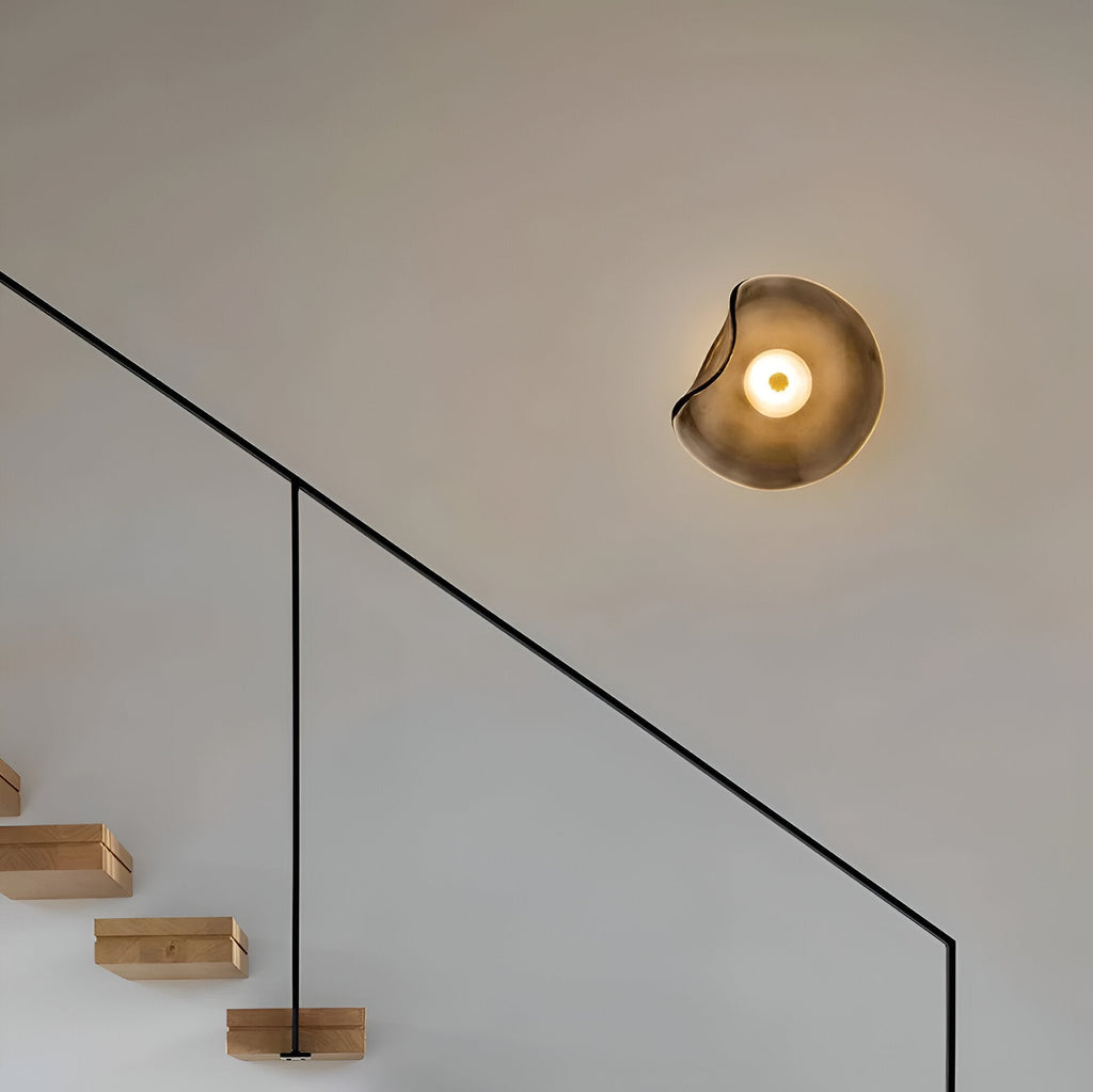 Nordic Curved Glass Wall Sconce LED Light With Sculpted Glass Shade
