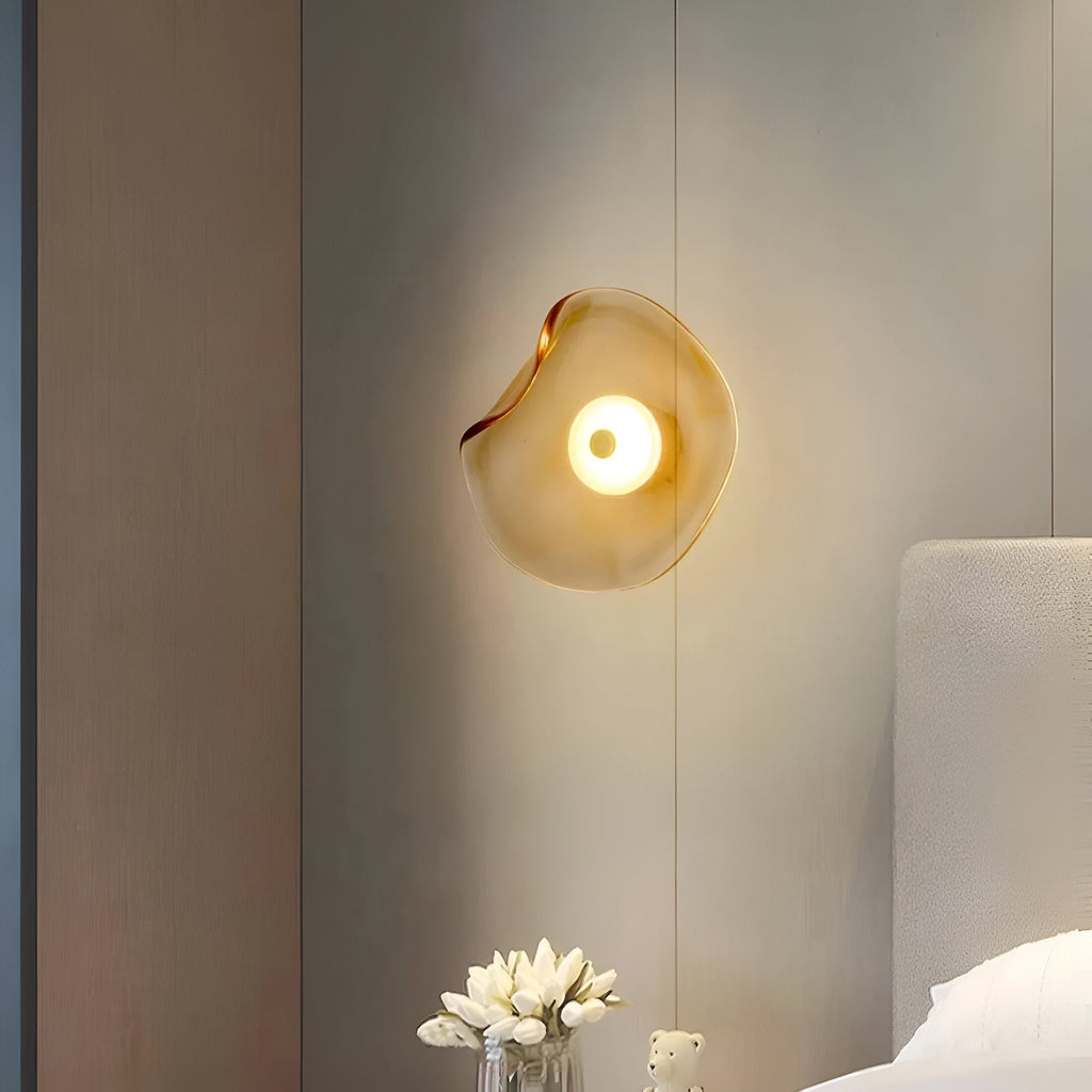Nordic Curved Glass Wall Sconce LED Light With Sculpted Glass Shade