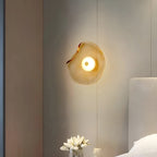 Nordic Curved Glass Wall Sconce LED Light With Sculpted Glass Shade