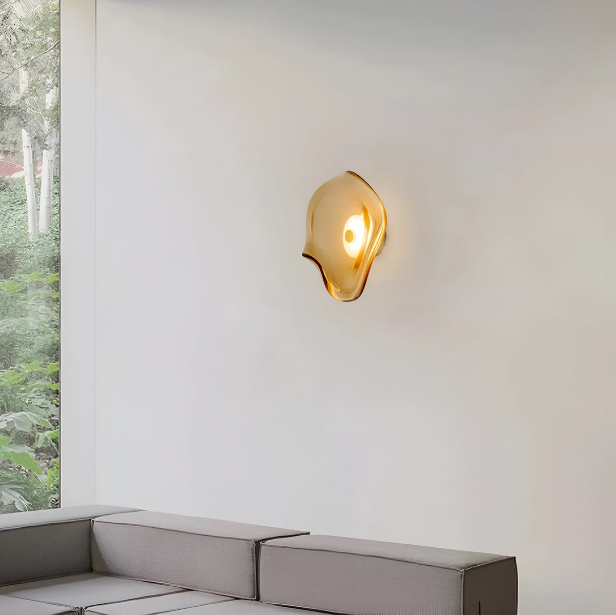 Nordic Curved Glass Wall Sconce LED Light With Sculpted Glass Shade