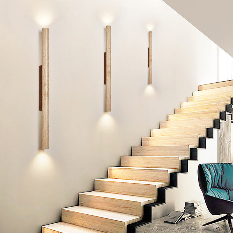 Japandi Travertine Wall Sconce LED Light With Up And Down Glow