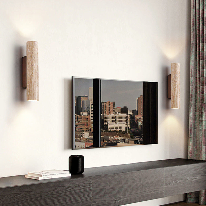 Japandi Travertine Wall Sconce LED Light With Up And Down Glow