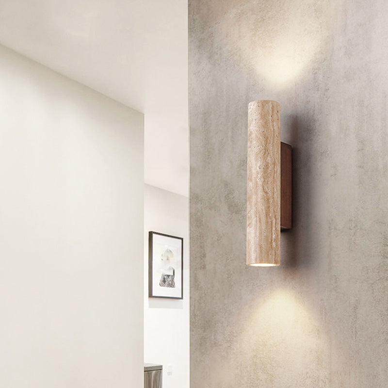 Japandi Travertine Wall Sconce LED Light With Up And Down Glow