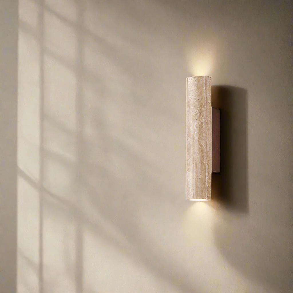 Japandi Travertine Wall Sconce LED Light With Up And Down Glow