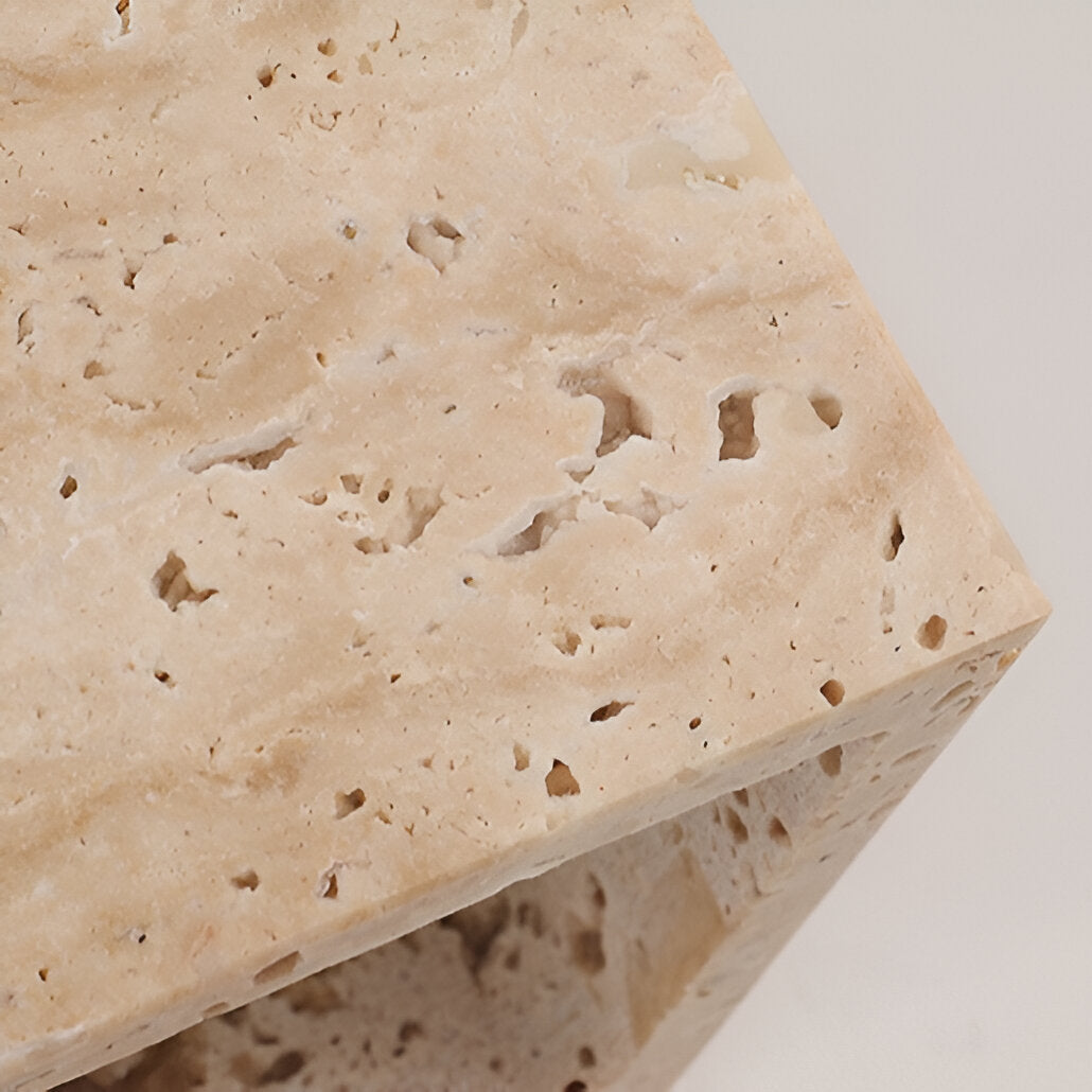 Minimalist Travertine Stone Outdoor LED Wall Sconce With Natural Cave Stone Shade