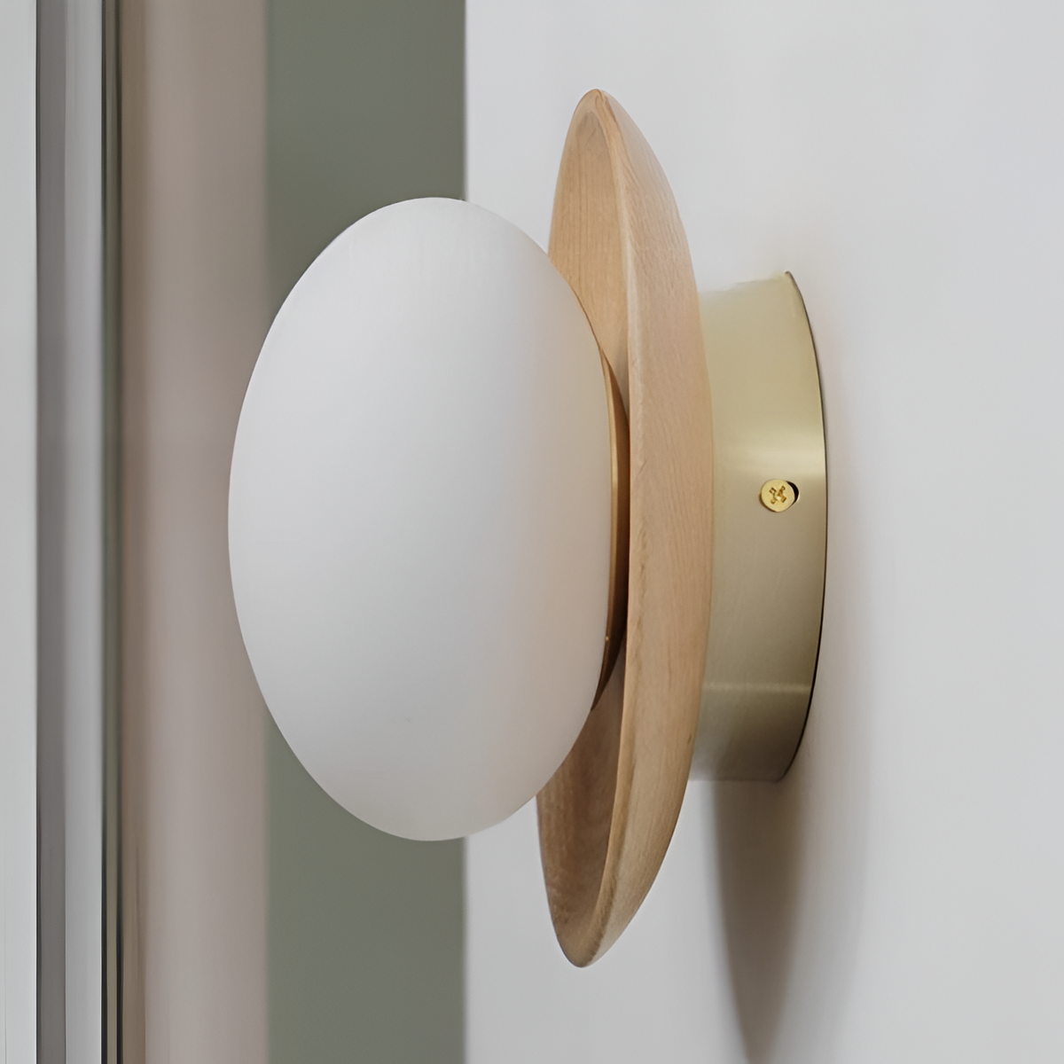 Nordic Natural Wood Wall Sconce LED Light With Globe Shade