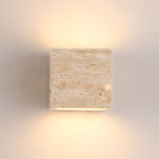 Minimalist Travertine Stone Outdoor LED Wall Sconce With Natural Cave Stone Shade