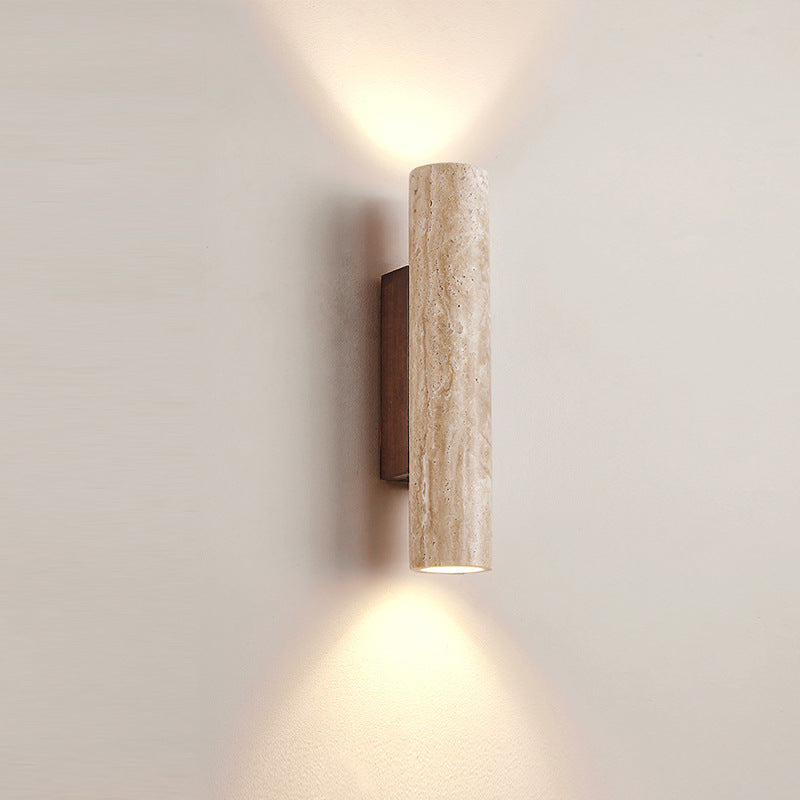 Japandi Travertine Wall Sconce LED Light With Up And Down Glow
