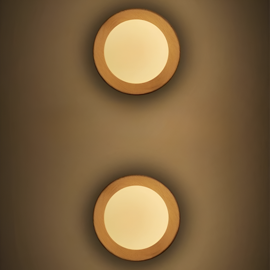 Nordic Natural Wood Wall Sconce LED Light With Globe Shade