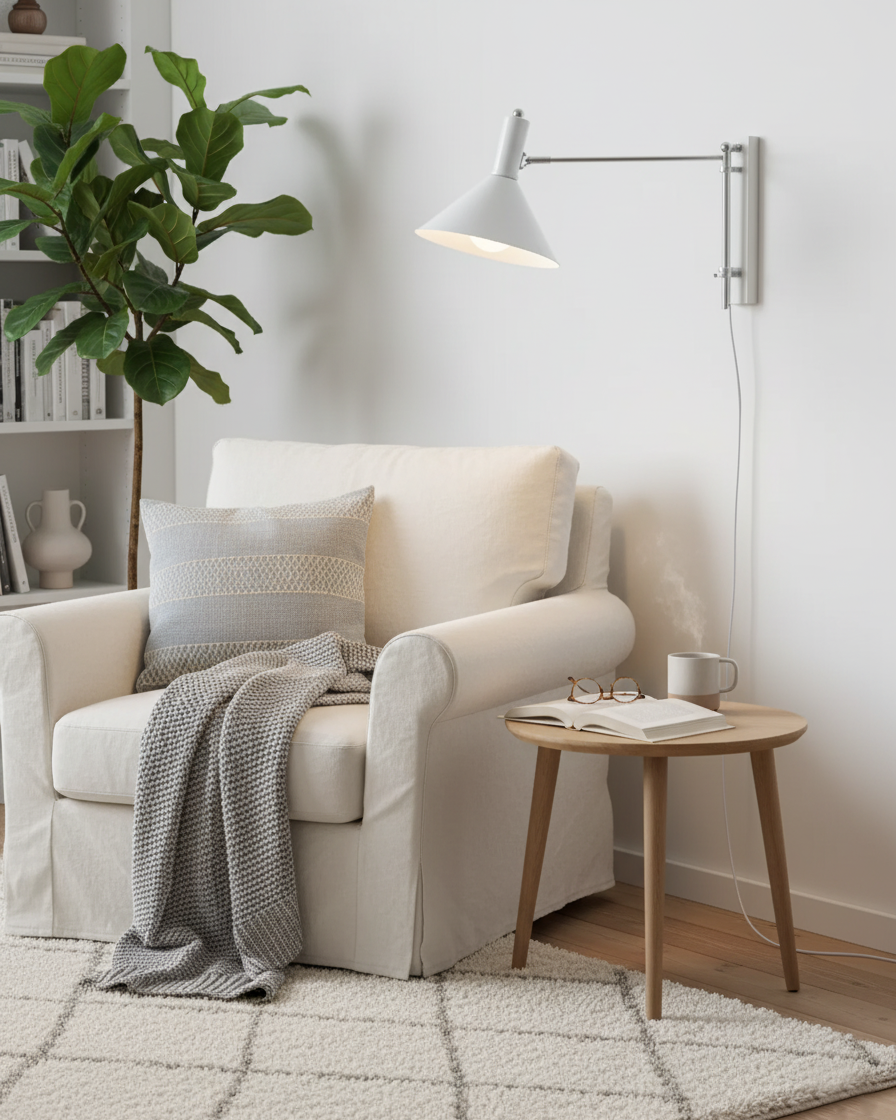 Adjustable Plug In Swing Arm Wall Sconce With Cone Shade