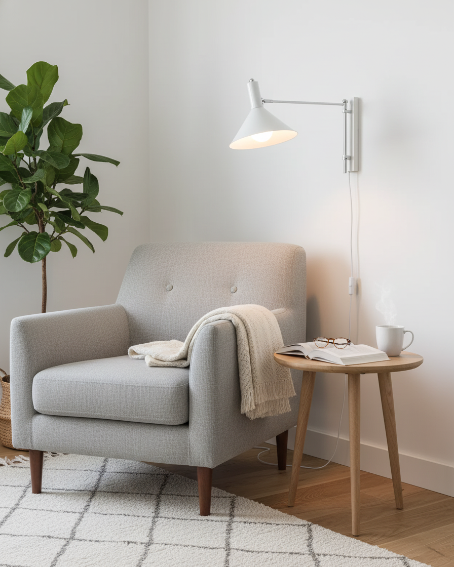 Adjustable Plug In Swing Arm Wall Sconce With Cone Shade