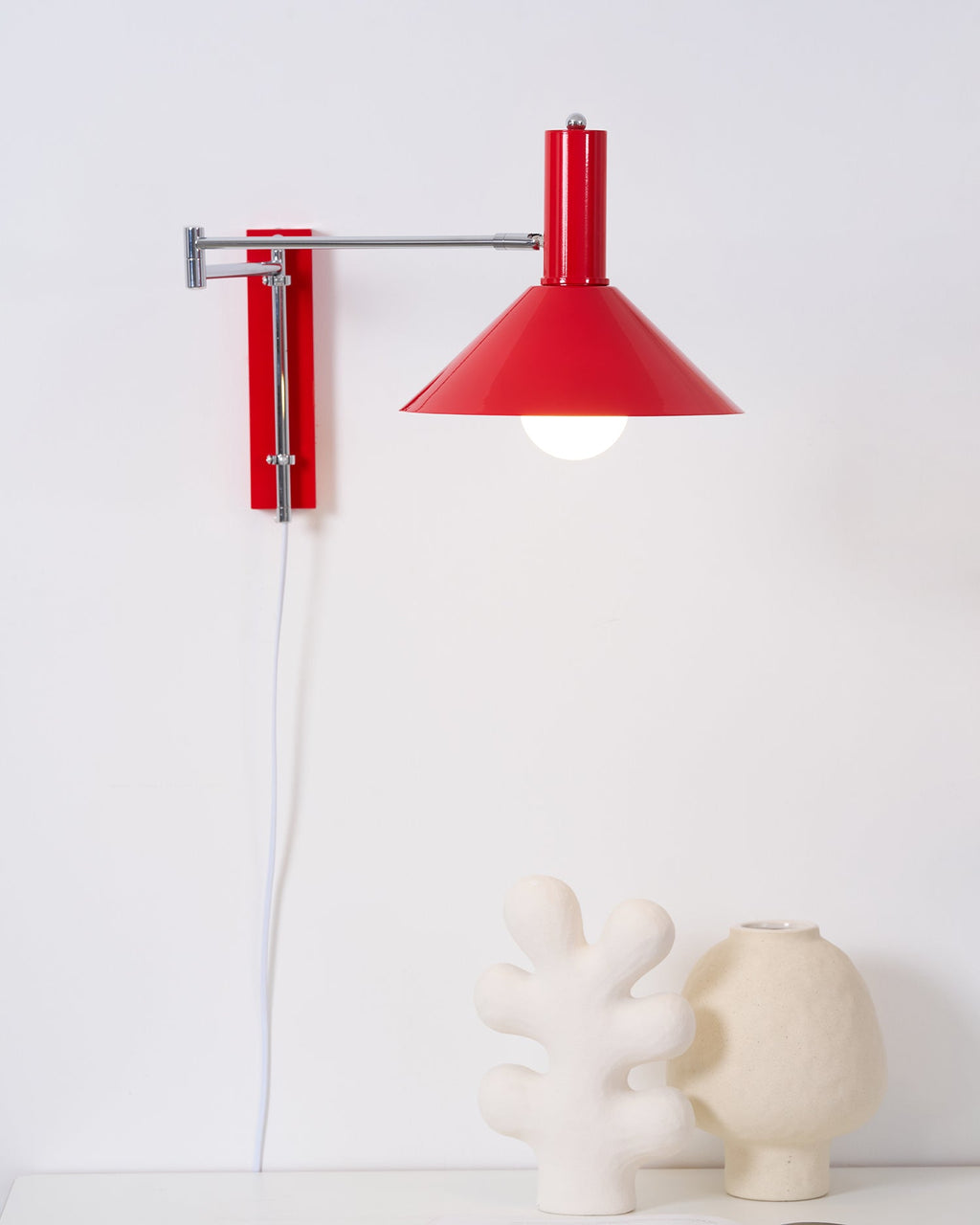 Adjustable Plug In Swing Arm Wall Sconce With Cone Shade