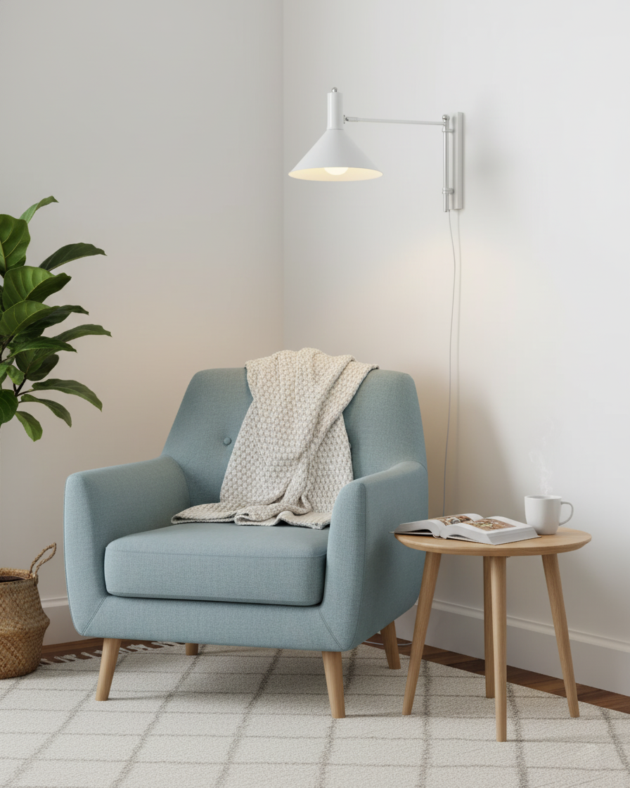 Adjustable Plug In Swing Arm Wall Sconce With Cone Shade