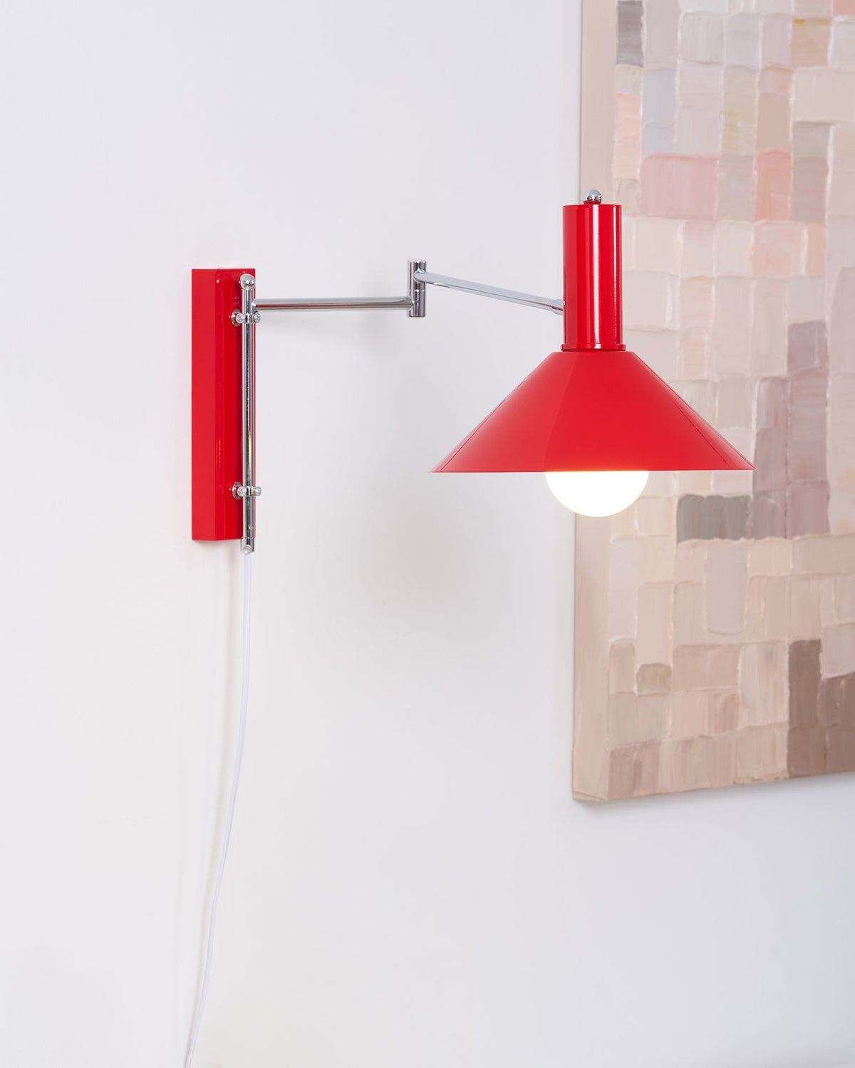 Adjustable Plug In Swing Arm Wall Sconce With Cone Shade
