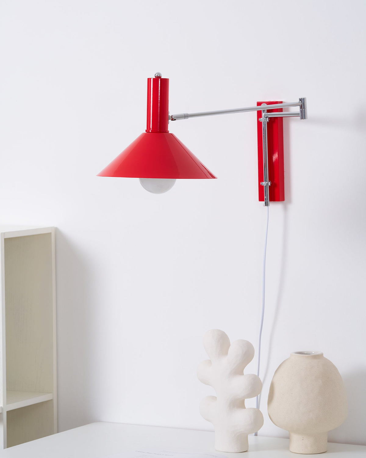 Adjustable Plug In Swing Arm Wall Sconce With Cone Shade