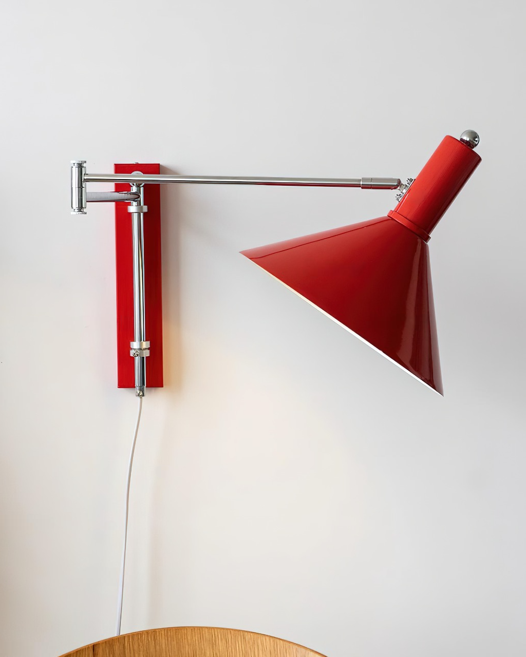 Adjustable Plug In Swing Arm Wall Sconce With Cone Shade