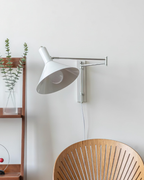 Adjustable Plug In Swing Arm Wall Sconce With Cone Shade