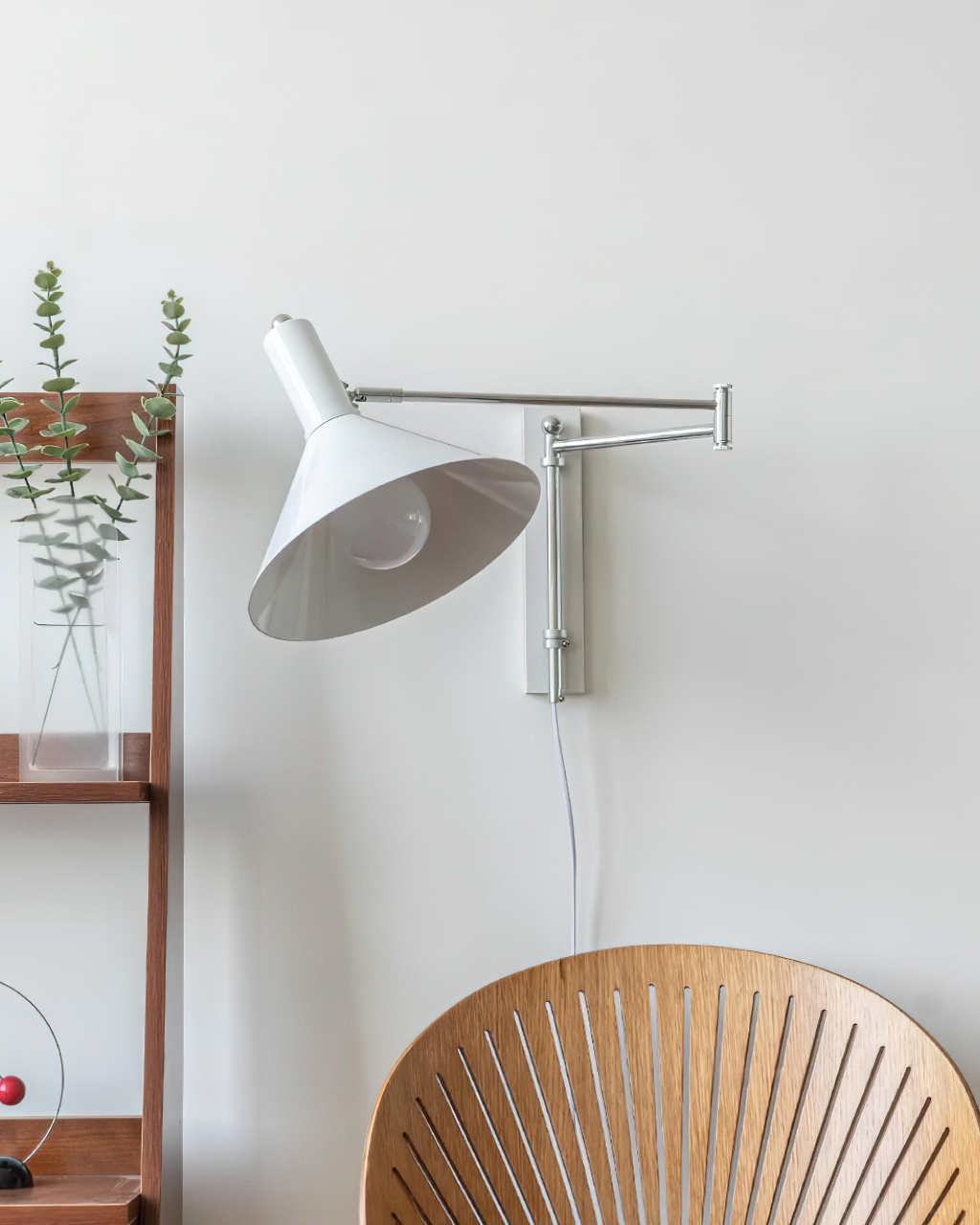 Adjustable Plug In Swing Arm Wall Sconce With Cone Shade