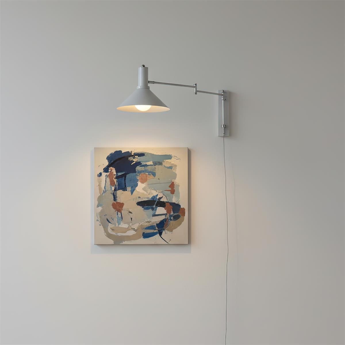 Adjustable Plug In Swing Arm Wall Sconce With Cone Shade