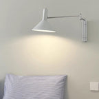Adjustable Plug In Swing Arm Wall Sconce With Cone Shade