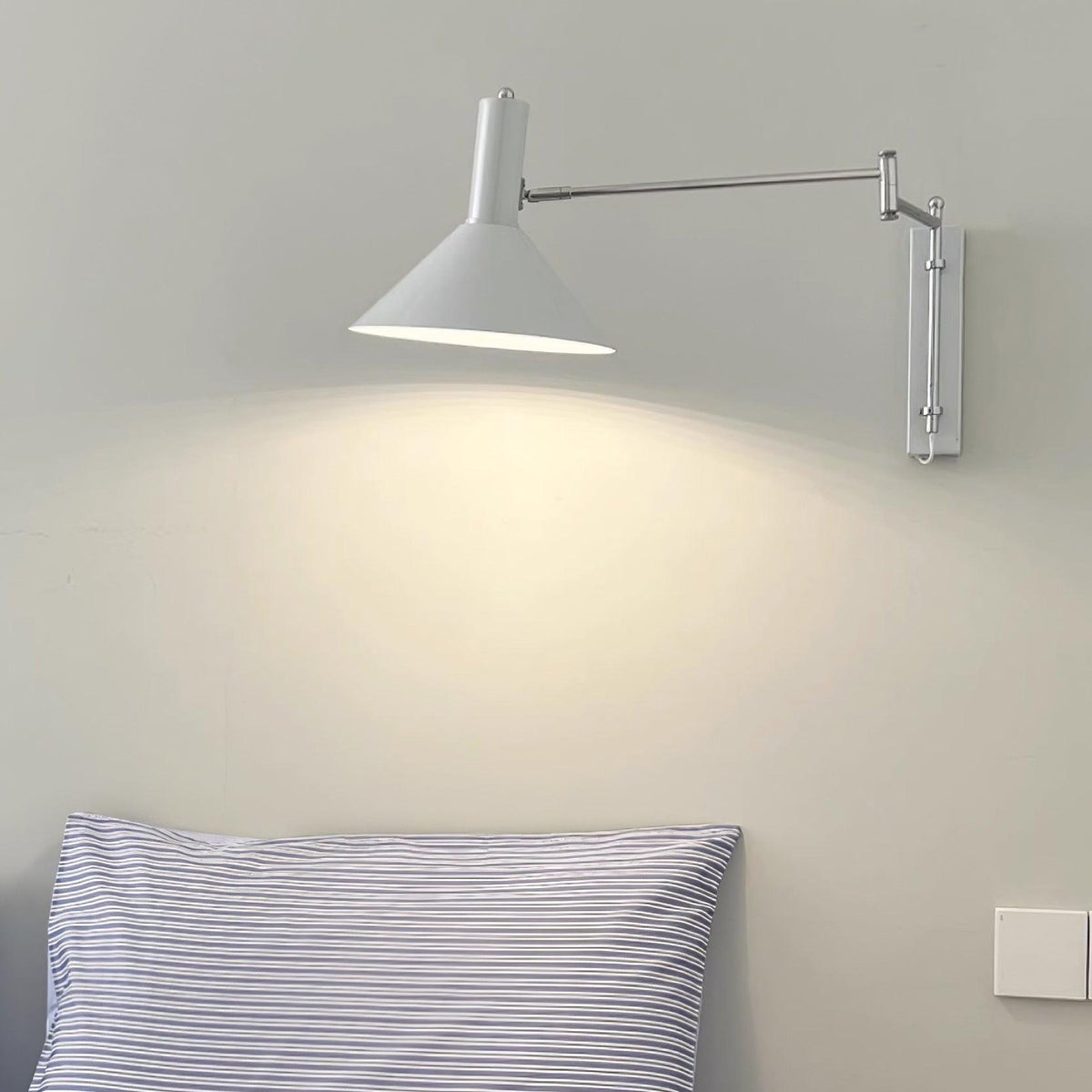 Adjustable Plug In Swing Arm Wall Sconce With Cone Shade