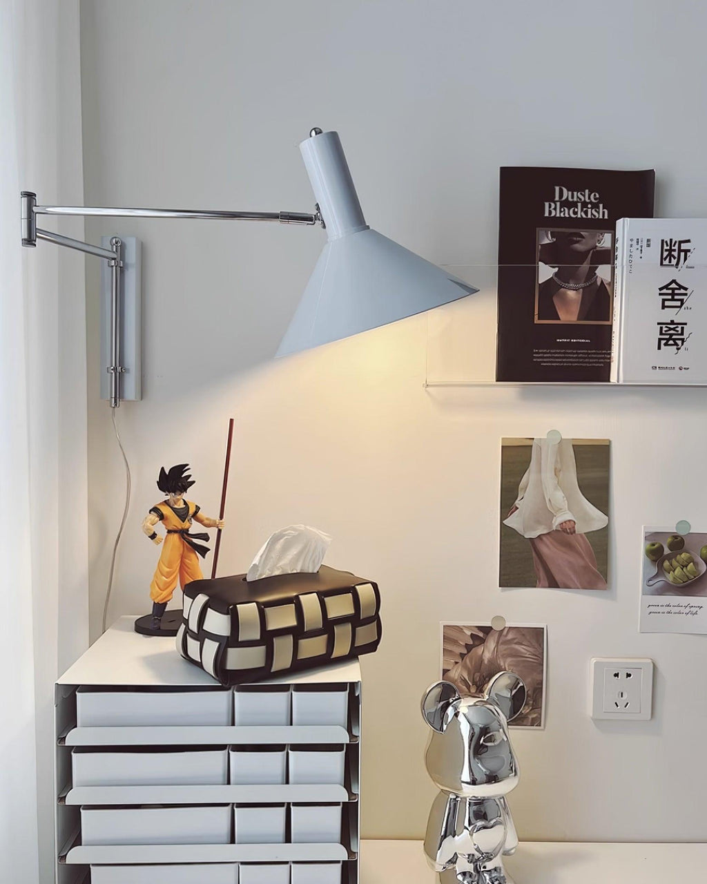 Adjustable Plug In Swing Arm Wall Sconce With Cone Shade