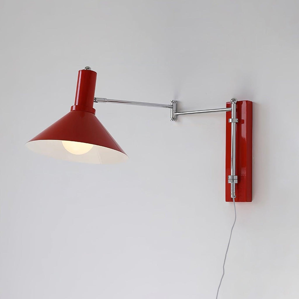 Adjustable Plug In Swing Arm Wall Sconce With Cone Shade