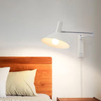 Adjustable Plug In Swing Arm Wall Sconce With Cone Shade
