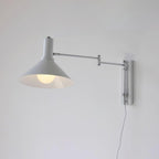 Adjustable Plug In Swing Arm Wall Sconce With Cone Shade