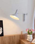 Adjustable Plug In Swing Arm Wall Sconce With Cone Shade