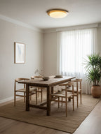 Pebble Round Flush Mount Ceiling Light With Wood-Trim Rim