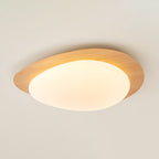 Pebble Round Flush Mount Ceiling Light With Wood-Trim Rim