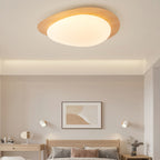 Pebble Round Flush Mount Ceiling Light With Wood-Trim Rim