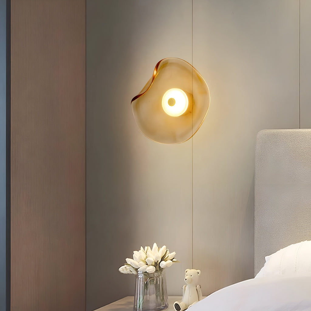 Nordic Curved Glass Wall Sconce LED Light With Sculpted Glass Shade
