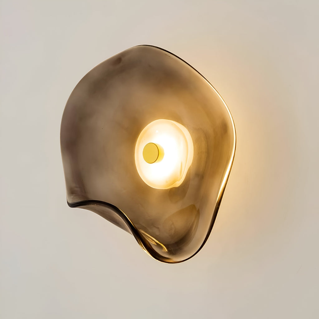Nordic Curved Glass Wall Sconce LED Light With Sculpted Glass Shade