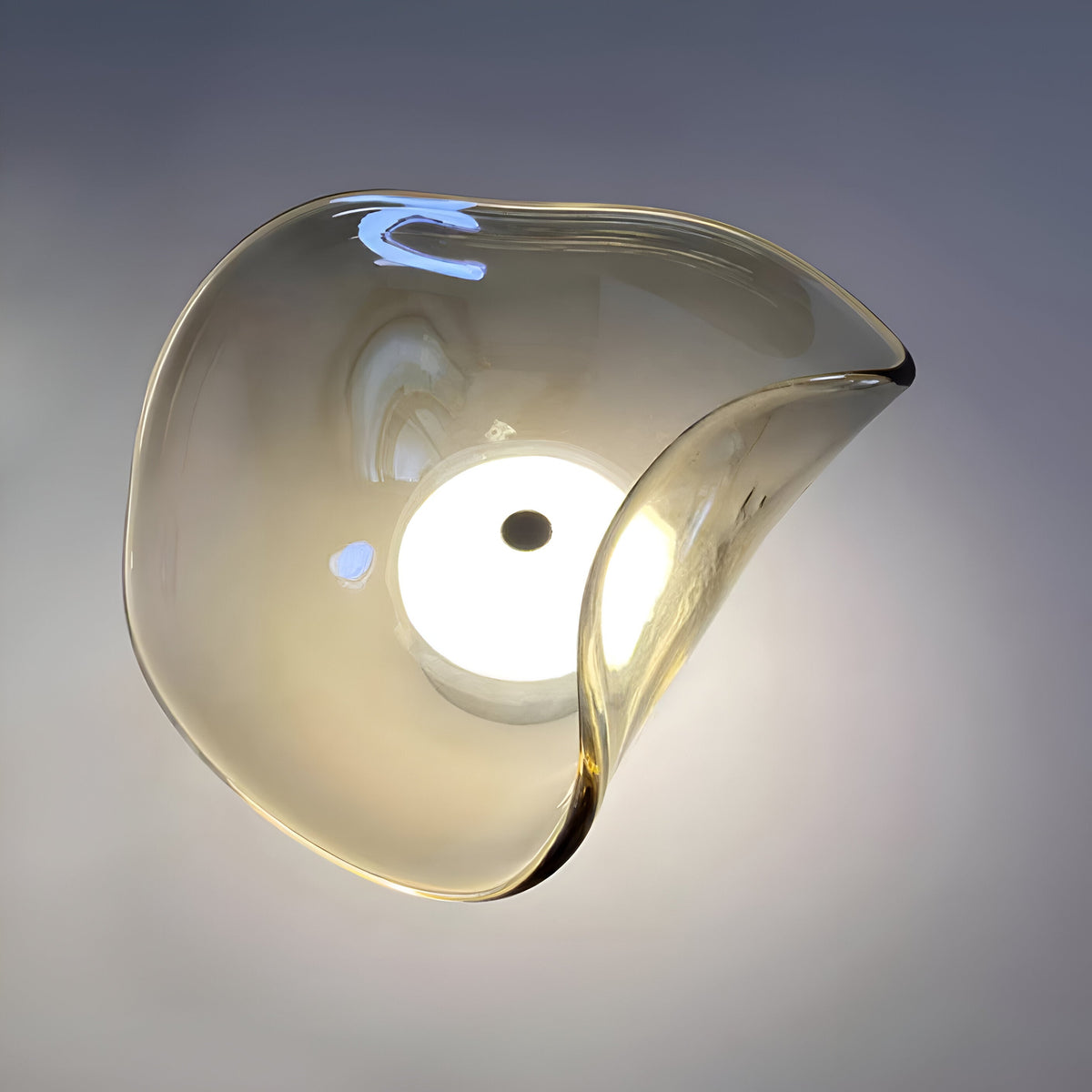 Nordic Curved Glass Wall Sconce LED Light With Sculpted Glass Shade