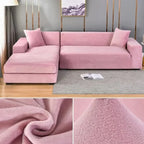 Velvet Stretch Sofa Cover Elastic Non-Slip Plush Couch Slipcover Soft Machine Washable Furniture Protector for Living Room