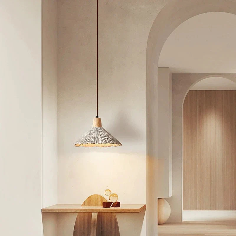 Cream Wabi-Sabi Cement Pendant Light With E26 LED Light