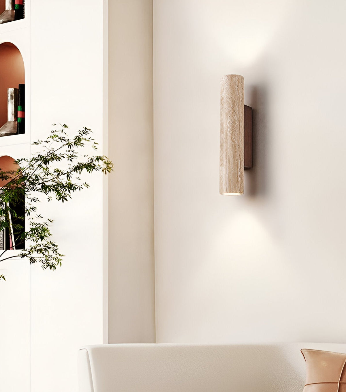Japandi Travertine Wall Sconce LED Light With Up And Down Glow