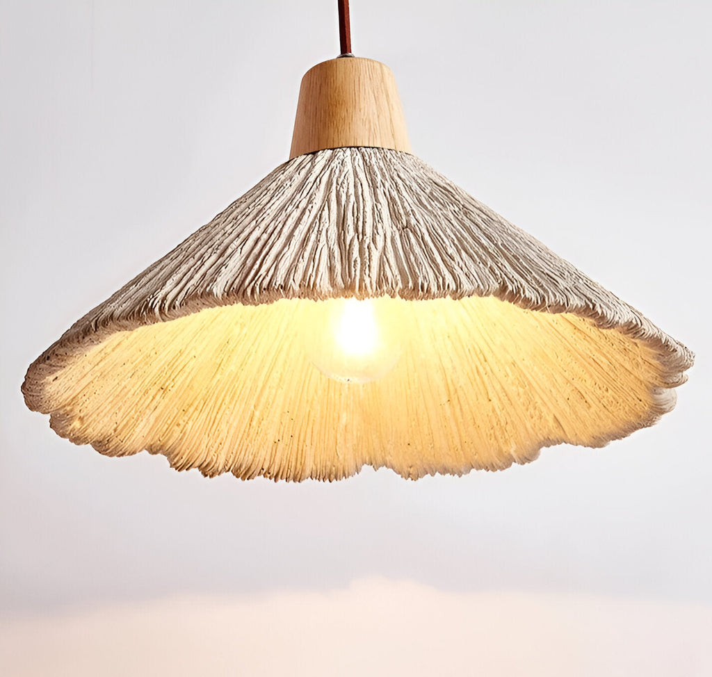 Cream Wabi-Sabi Cement Pendant Light With E26 LED Light