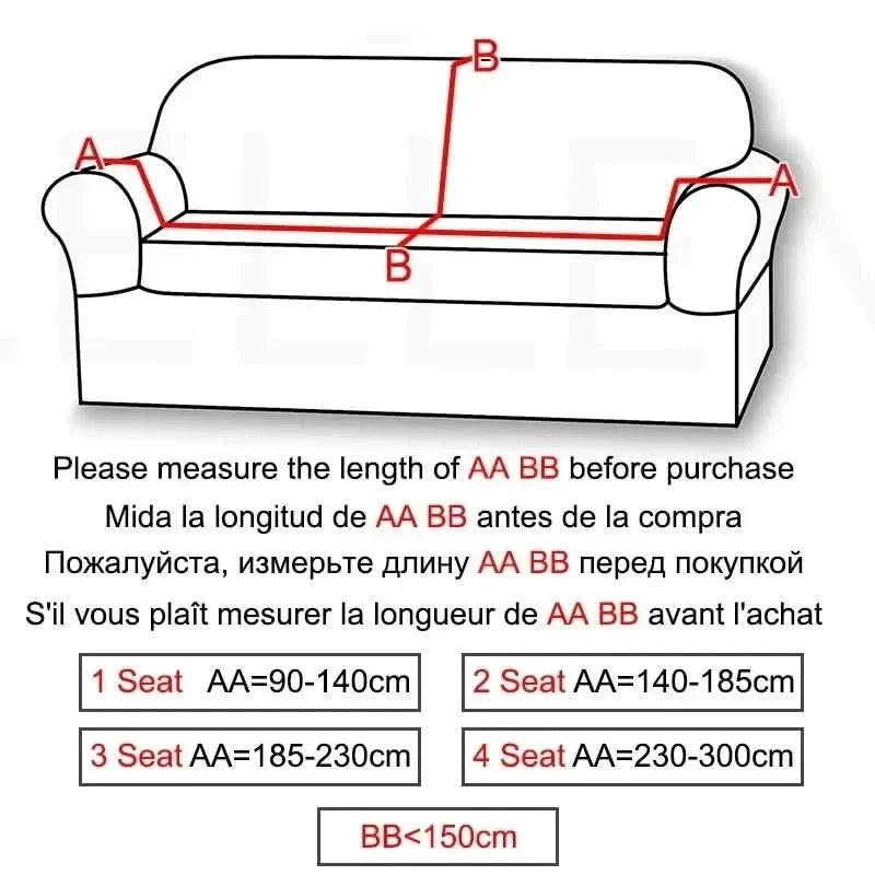 Velvet Stretch Sofa Cover Elastic Non-Slip Plush Couch Slipcover Soft Machine Washable Furniture Protector for Living Room