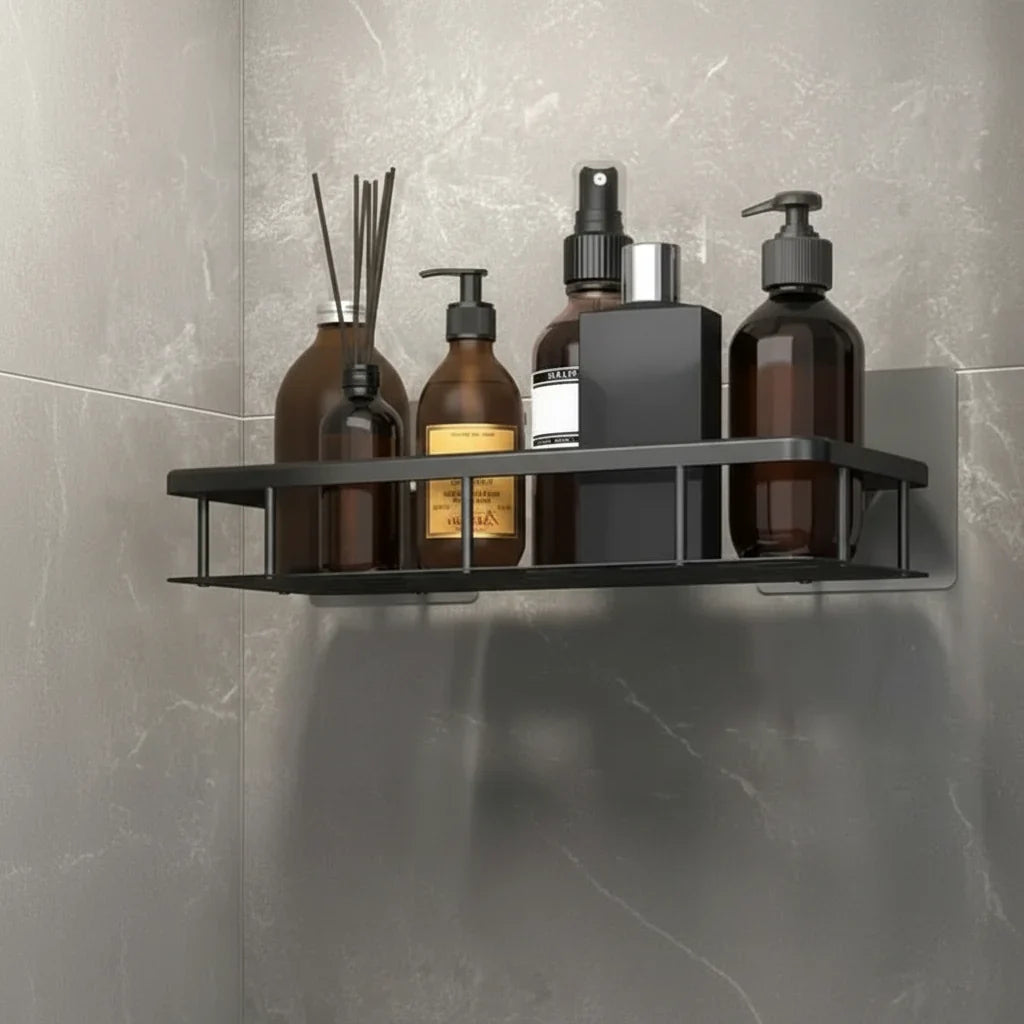 Adhesive Bathroom Shelf Drill-Free Shower Caddy Stainless Steel Wall Shelf Organizer for Shampoo and Toiletries