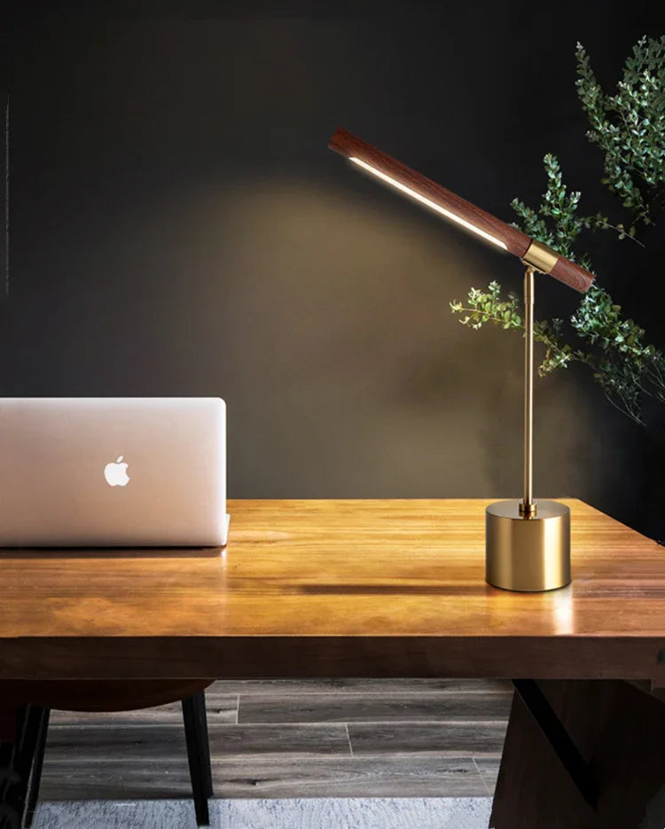 Modern Wood Table Lamp With Warm LED Glow for Home Office