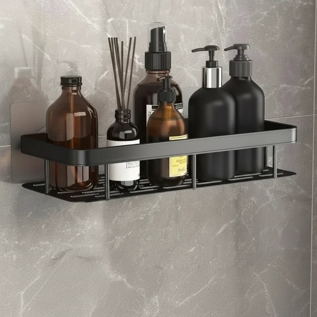 Adhesive Bathroom Shelf Drill-Free Shower Caddy Stainless Steel Wall Shelf Organizer for Shampoo and Toiletries