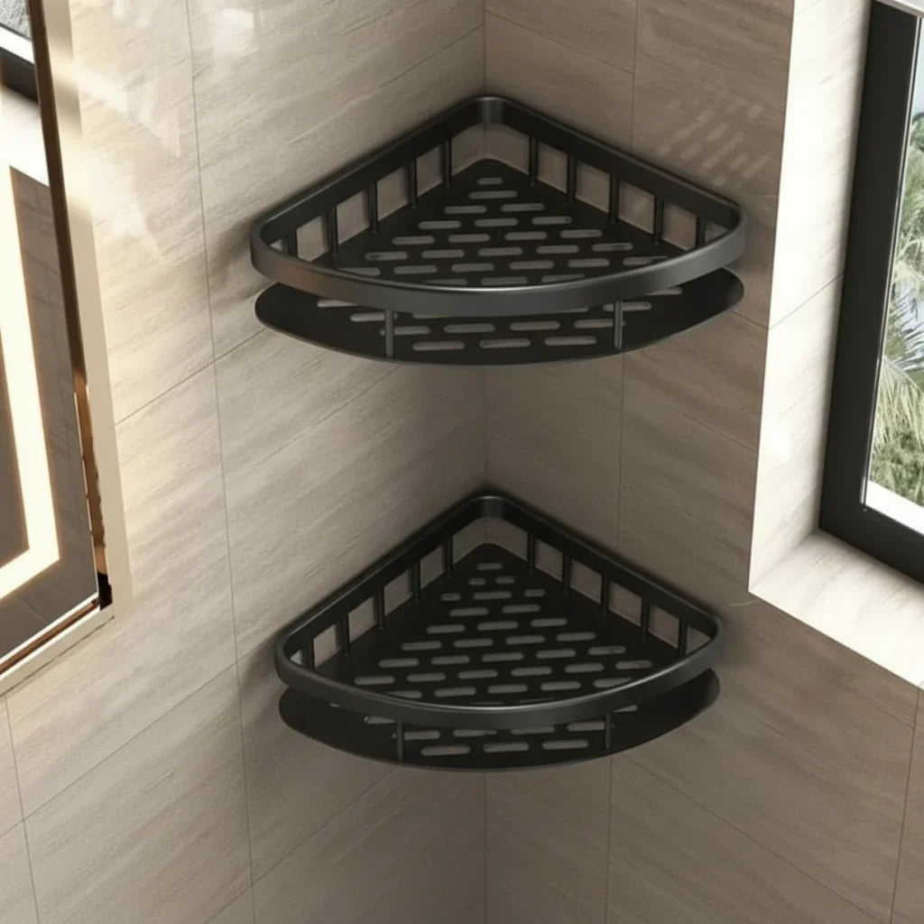Adhesive Bathroom Shelf Drill-Free Shower Caddy Stainless Steel Wall Shelf Organizer for Shampoo and Toiletries