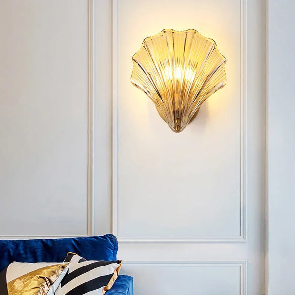 Brass And Glass Seashell Wall Sconce With E12 Bulb Base