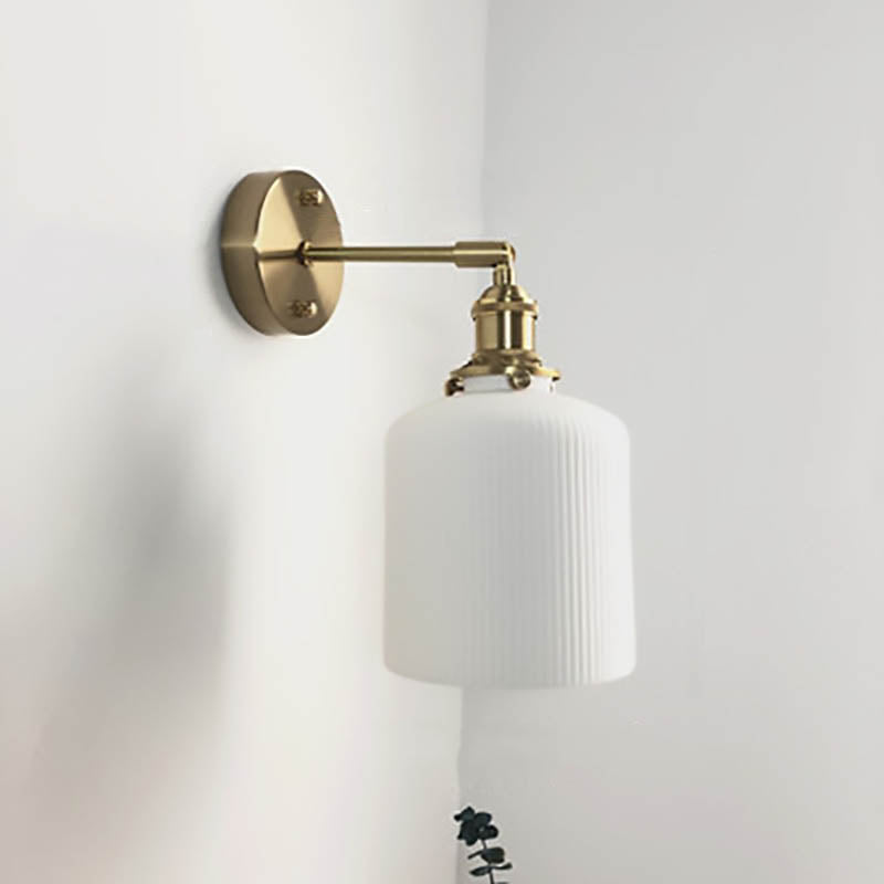 Vintage Brass Wall Sconce With Ceramic Detailing