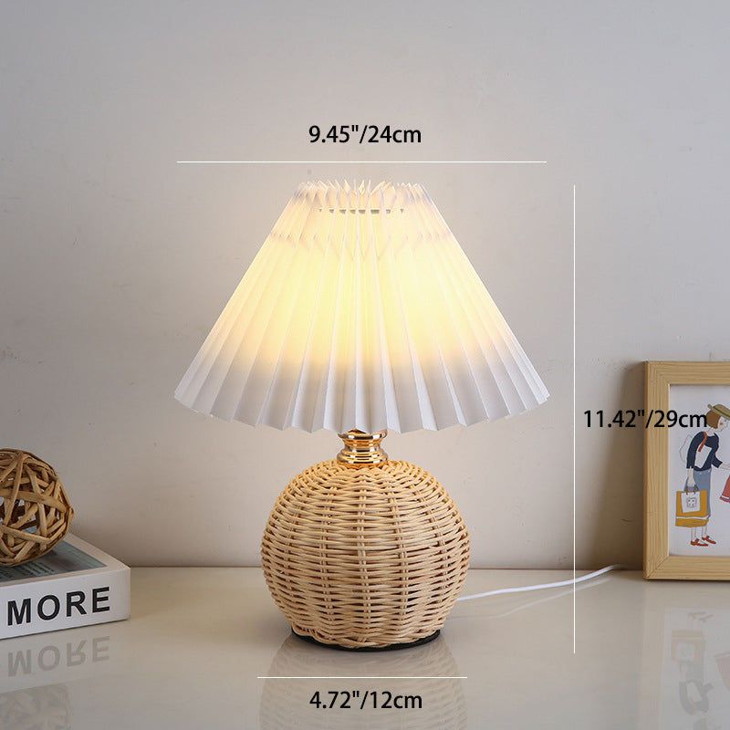 Bohemian Rattan Table Lamp With Tri-Color Warm Light