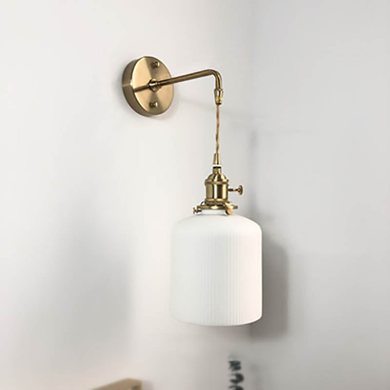 Vintage Brass Wall Sconce With Ceramic Detailing