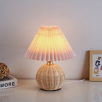 Bohemian Rattan Table Lamp With Tri-Color Warm Light
